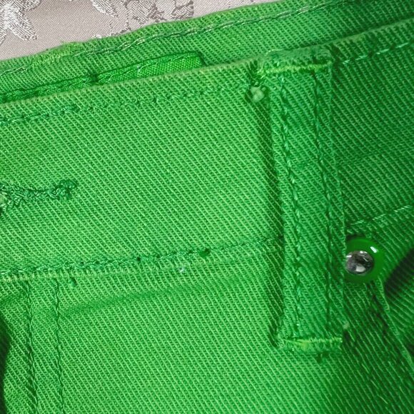 y2k Vintage Green Denim Mini Skirt Rhineston Buttons Women's Size 15 - Picture 6 of 6